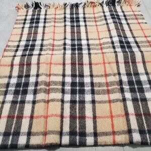 Edinburgh All Wool Tartan Blanket Throw Thomson Camel 58"x66" Plaid Design